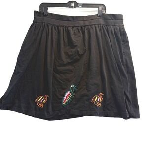 Passports‎ Pier 1 Imports Black Cotton Embroidered Bird Mini Skirt Large Pockets